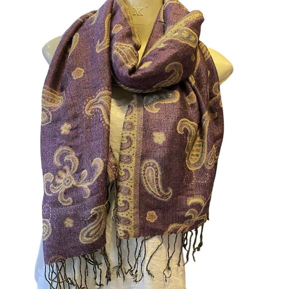 Pashmina Scarf Wrap Shawl Multicolor Paisley Fringe Artisan Art To Wear Designer - Picture 1 of 2
